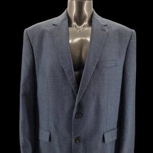 RALPH LAUREN Mens 50 Long Silk Wool Sport Coat Jacket Blazer Blue Plaid